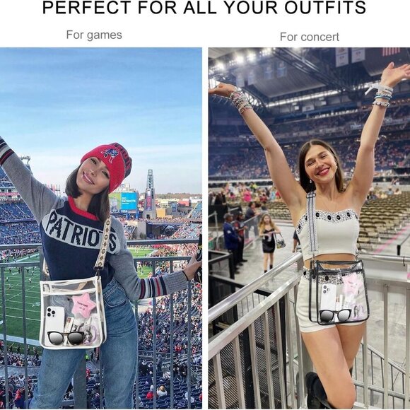 Clear Bag for Stadium Events 12 x6 x12, Clear Crossbody Purses for Women Concert - Picture 2 of 9